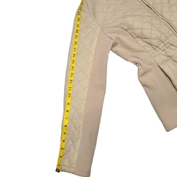 Giacca tan quilted puffer coat with elastic side panel and cinch waist small - Picture 13 of 14